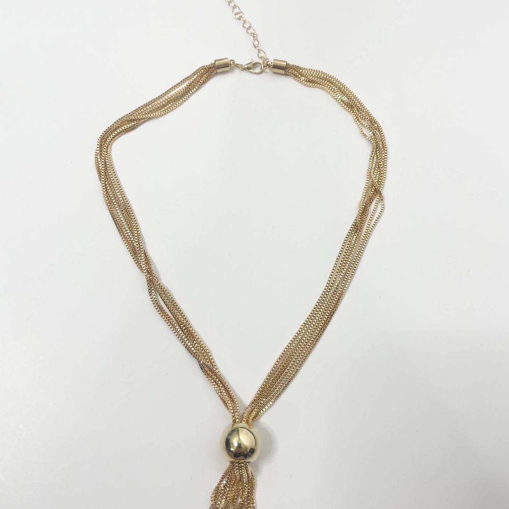 NEW Tassel Choker Necklace Ball Decor Twisted Snake Chain Lobster Claw - Picture 8 of 12